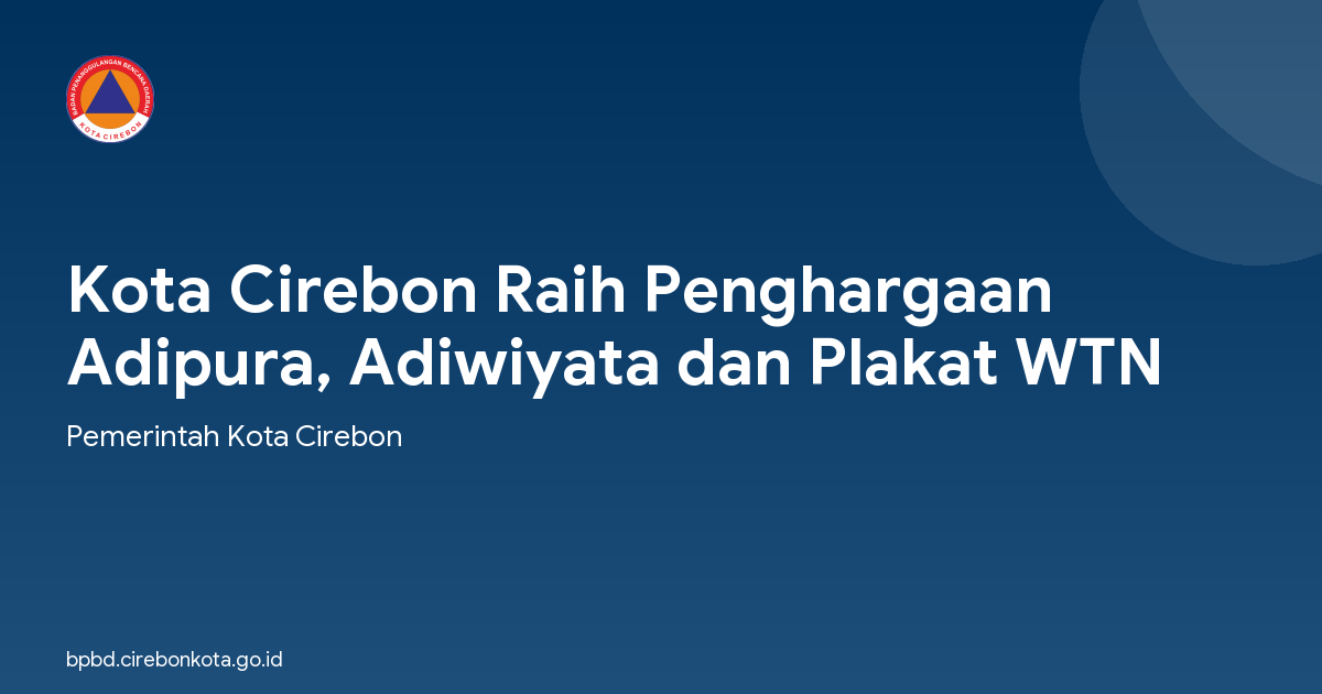 Kota Cirebon Raih Penghargaan Adipura, Adiwiyata dan Plakat WTN