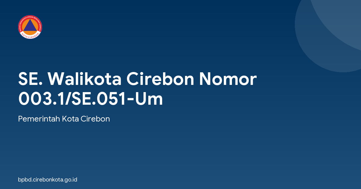 SE. Walikota Cirebon Nomor 003.1/SE.051-Um