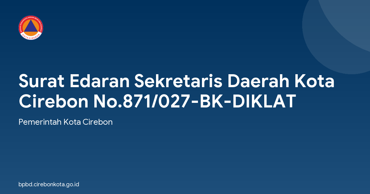 Surat Edaran Sekretaris Daerah Kota Cirebon No.871/027-BK-DIKLAT